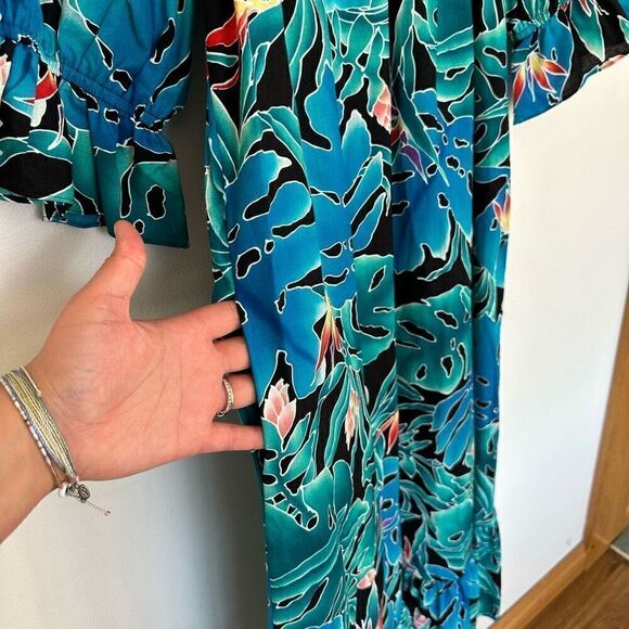 Hilo Hattie Women’s Vintage Hawaiian Muumuu Bird of Paradise Floral Ruffle Maxi - Picture 8 of 9